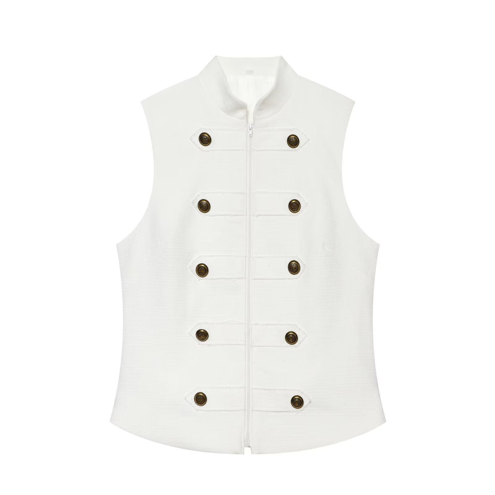 Women's breasted decorative zipper vest top