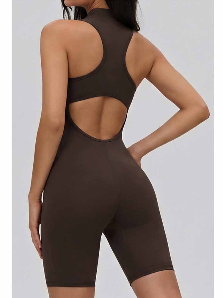 Women's 2026 new detachable chest pad nude tight one-piece fitness suit