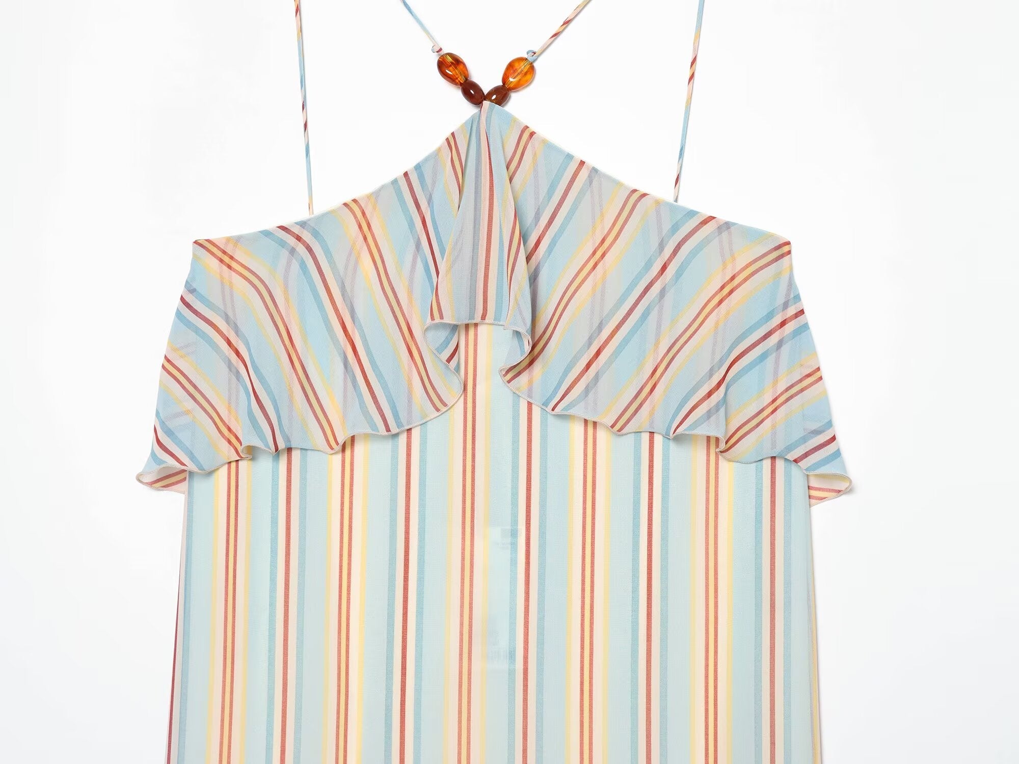 Women's Ruffle edge hanging collar MIDI dress