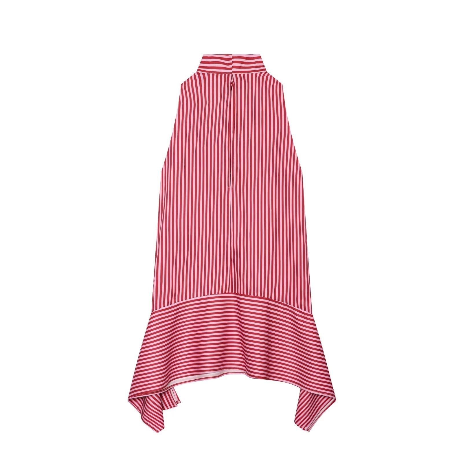 Women's bow decoration asymmetrical striped top