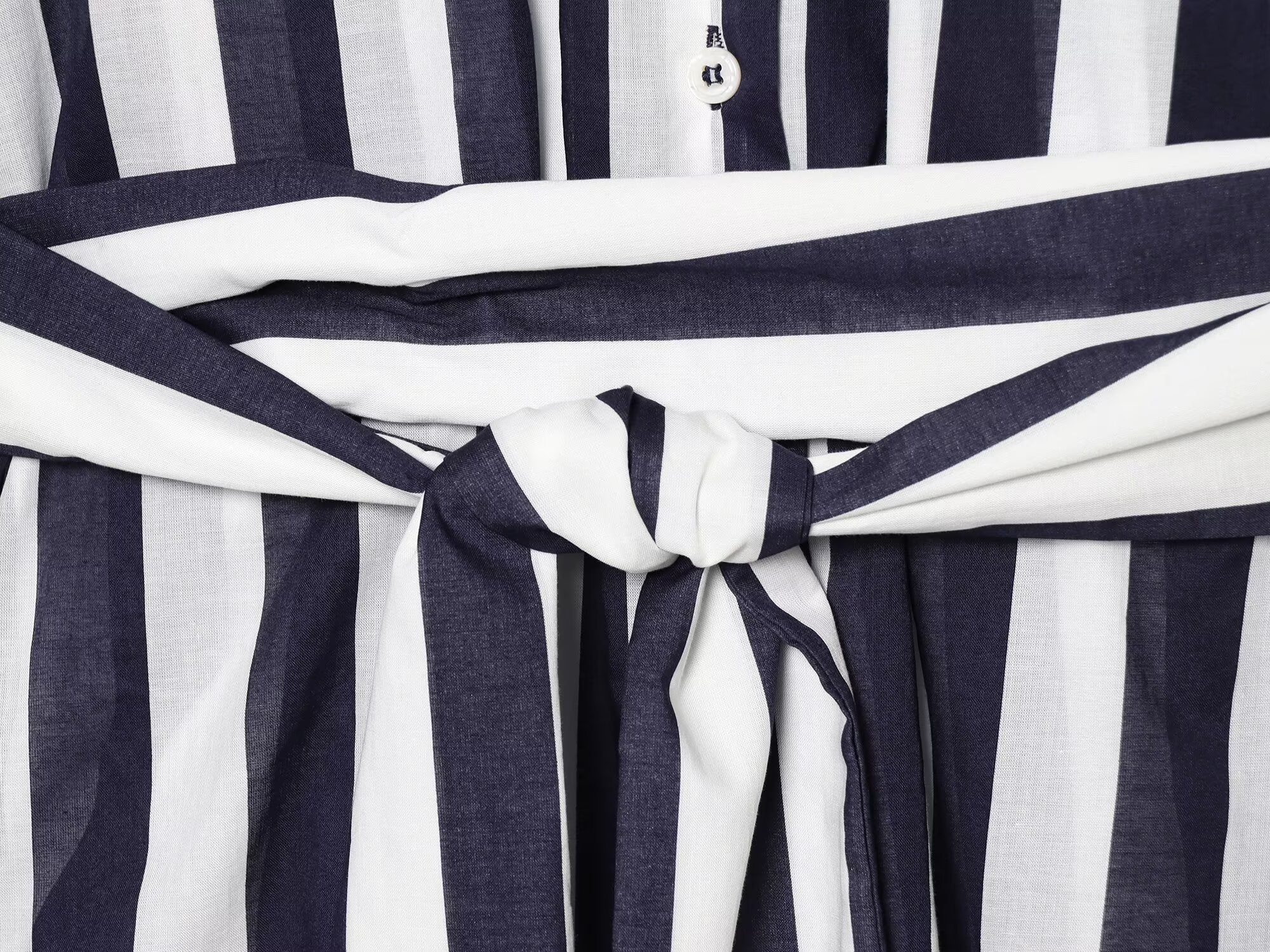 Women's With Belt Long Style Striped Shirt
