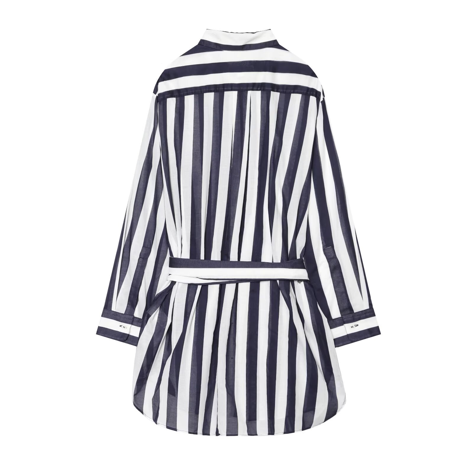 Women's With Belt Long Style Striped Shirt