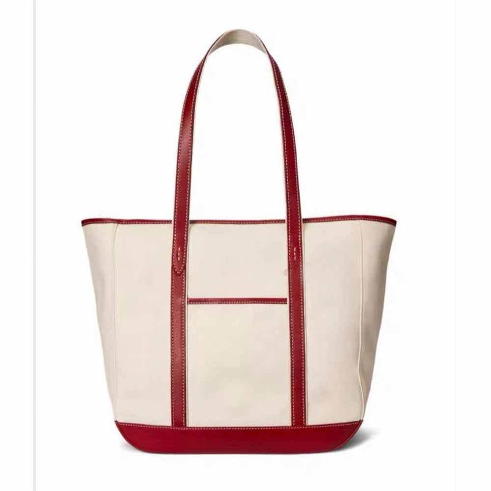 Women's new canvas split shoulder handbag shopping bag