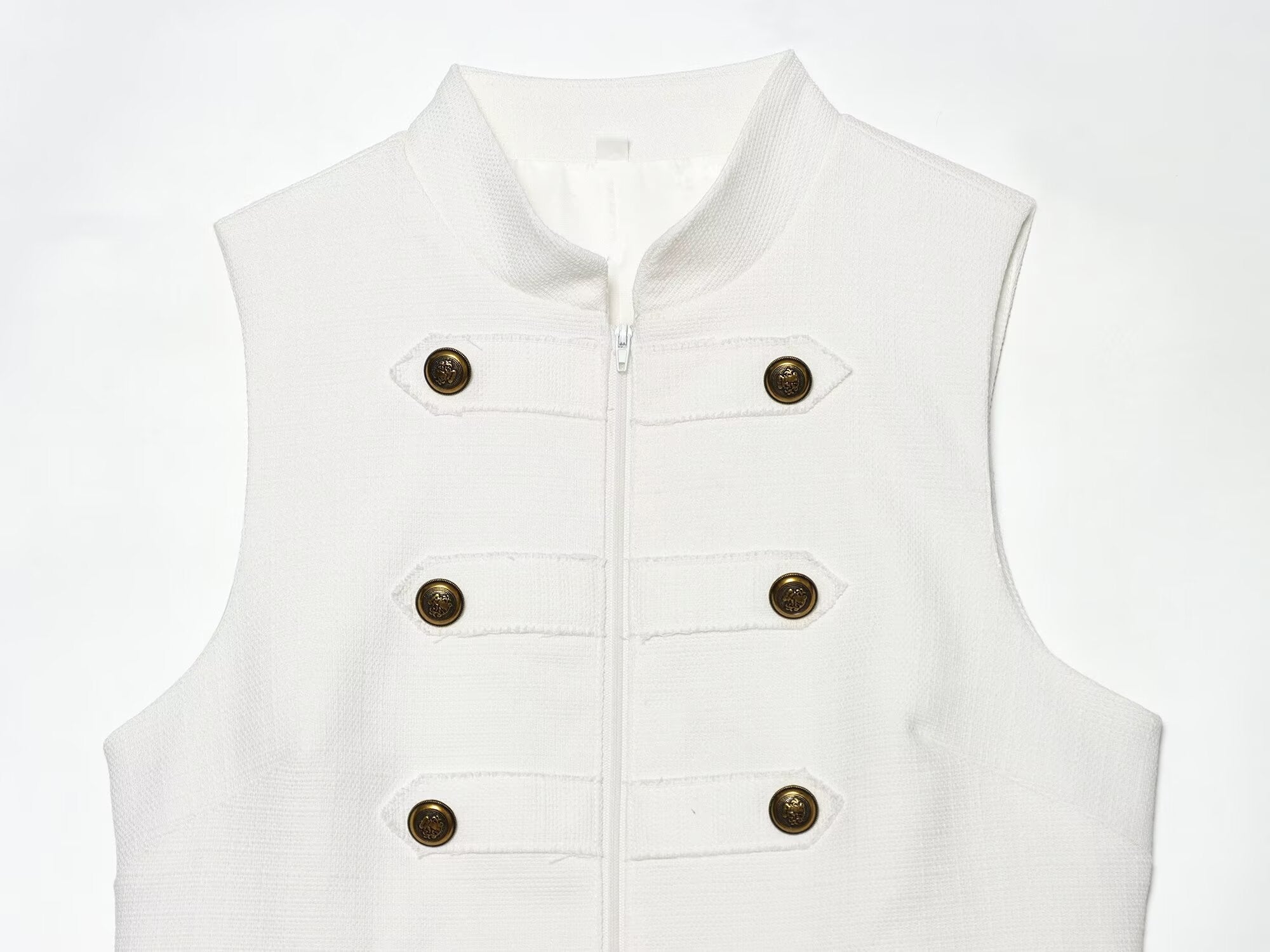 Women's breasted decorative zipper vest top