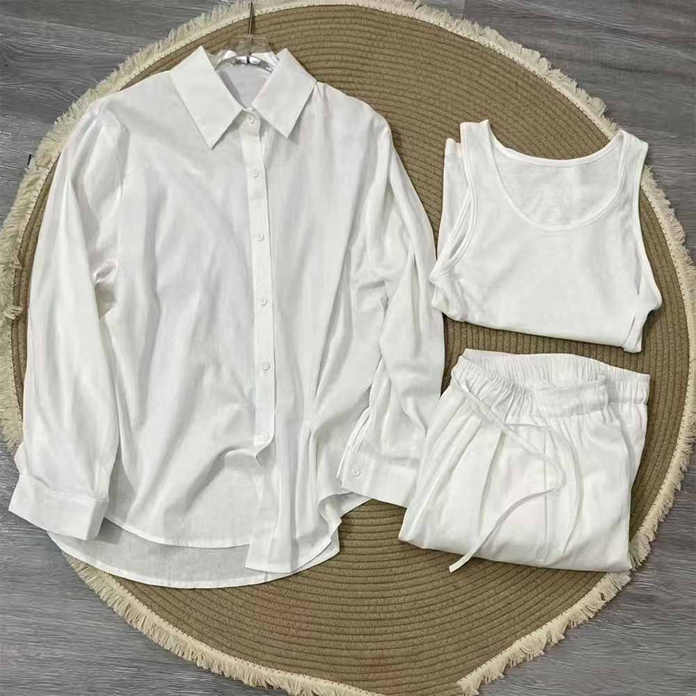 Women's new shirt vest pants three-piece sunscreen temperament suit