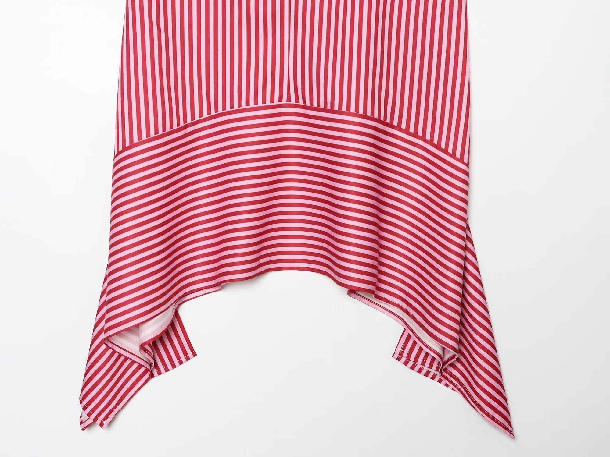 Women's bow decoration asymmetrical striped top