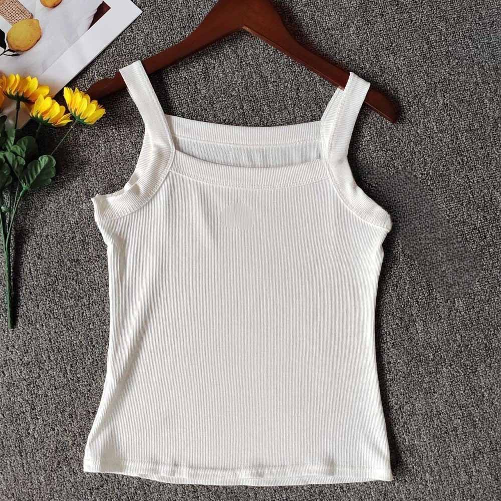 Women's new square-neck thread slim and slim vest with sling inside.