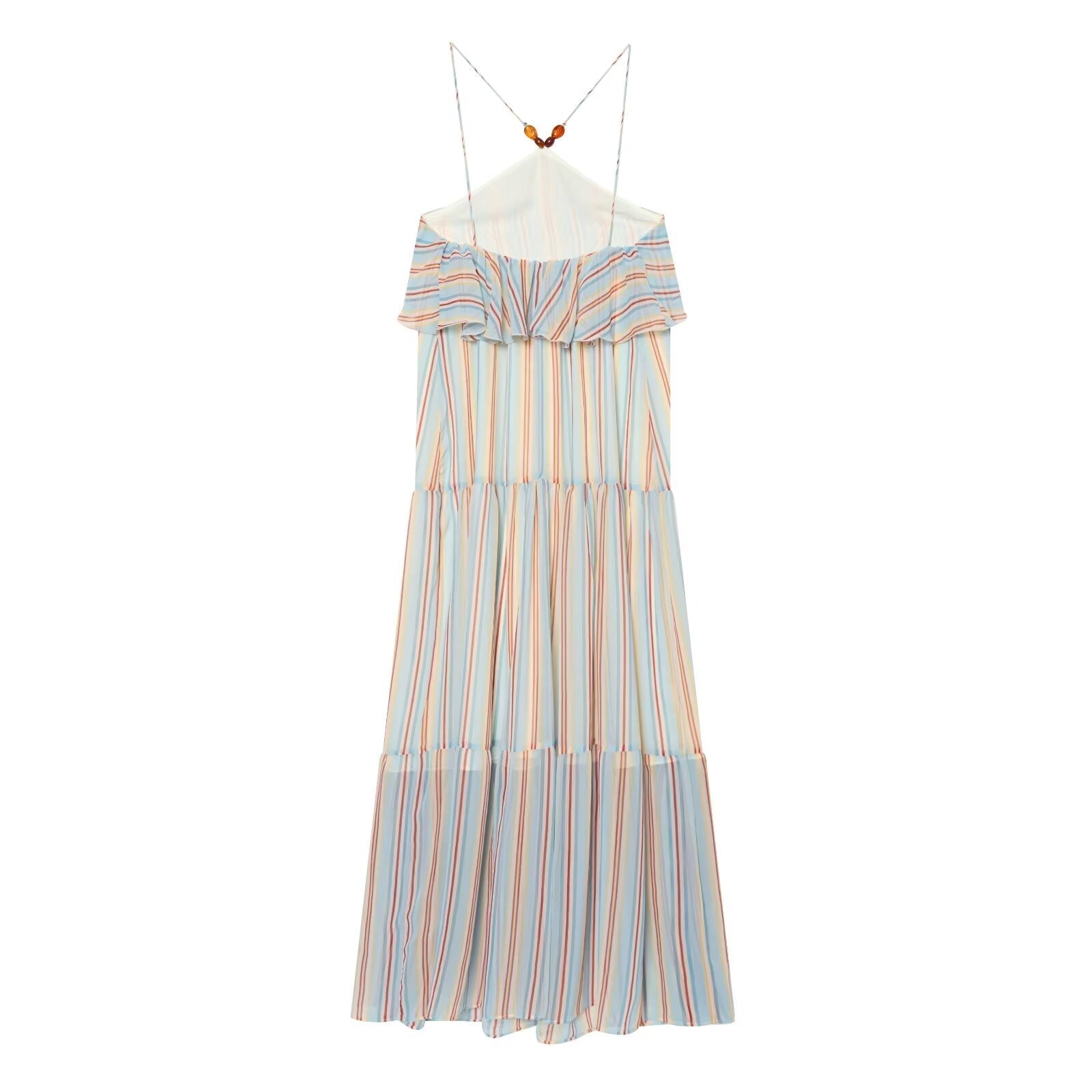 Women's Ruffle edge hanging collar MIDI dress